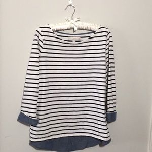 Striped 3/4 sleeve lounge shirt